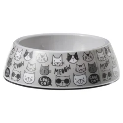 Meijer Cat Bowl, Kitty Faces, Black