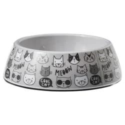 Meijer Cat Bowl, Kitty Faces, Black