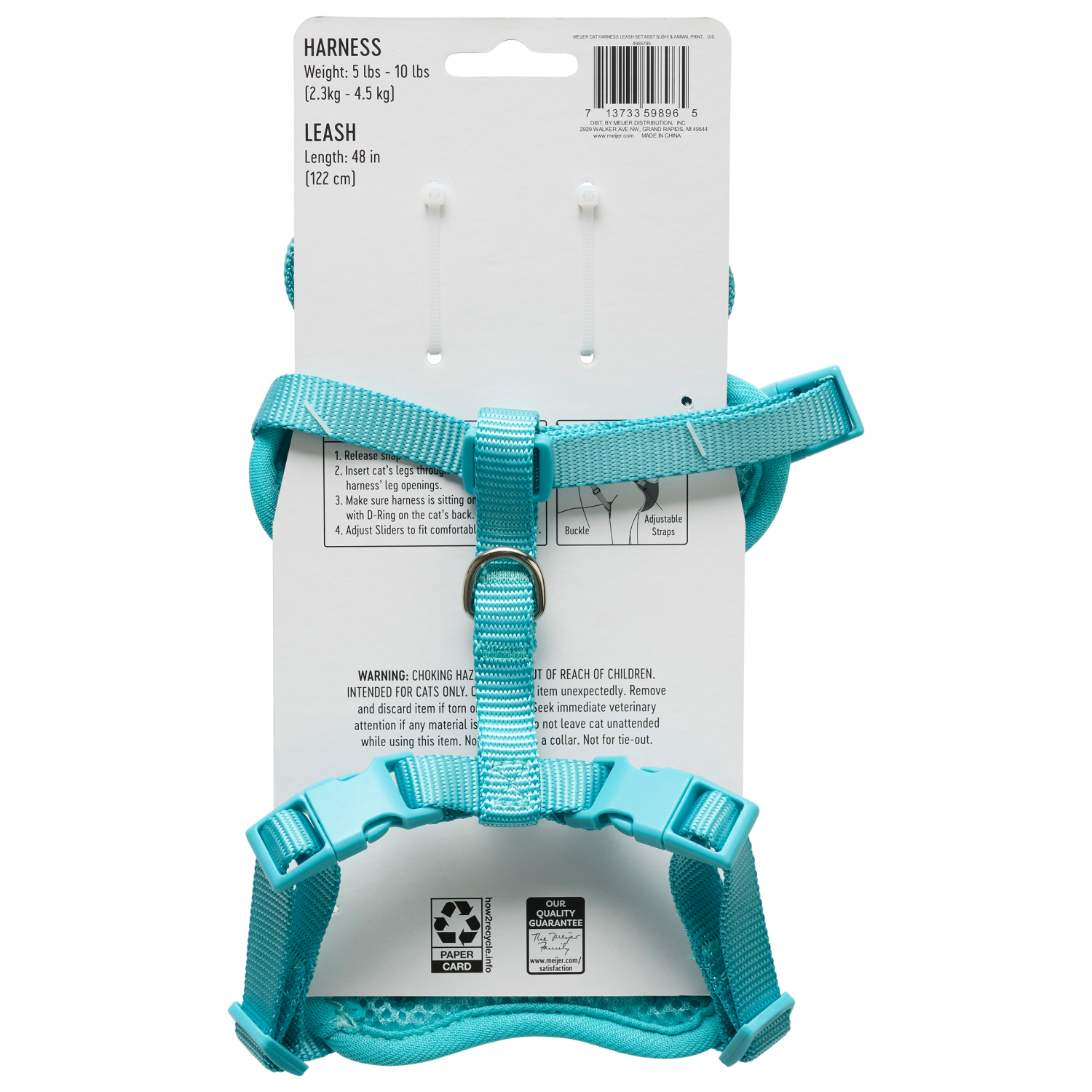 slide 2 of 3, Meijer Cat Harness Leash Set, Sushi & Animal, 1 ct