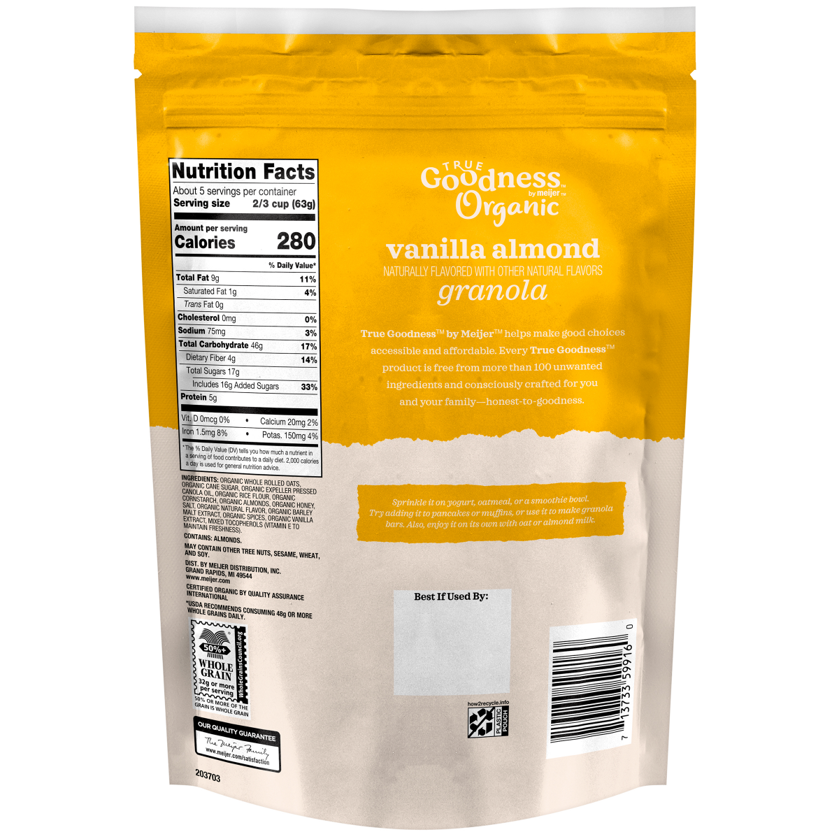 slide 2 of 2, True Goodness Organic Vanilla Almond Granola, 12 oz, 12 oz