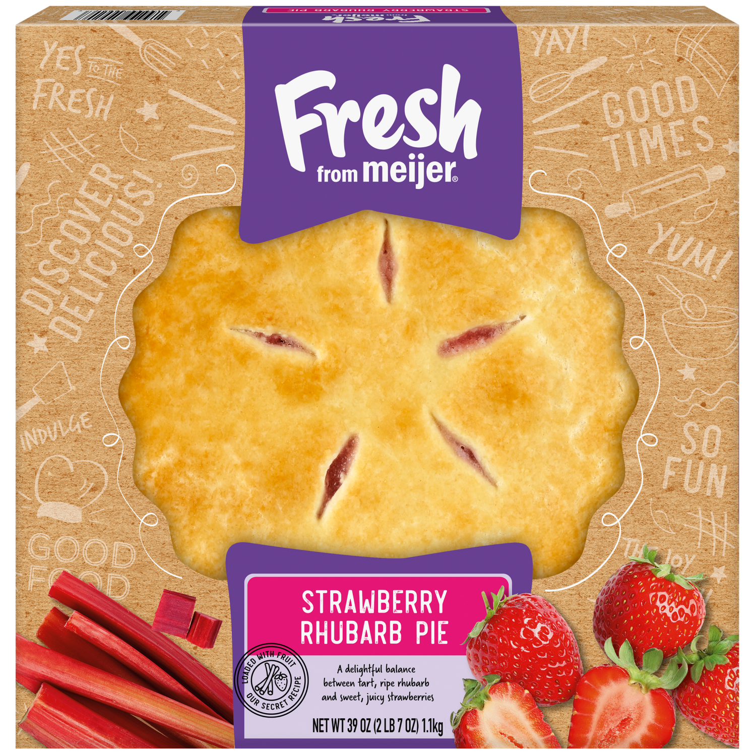 slide 1 of 2, Fresh from Meijer 10" Strawberry Rhubarb Pie, 39oz, 39 oz