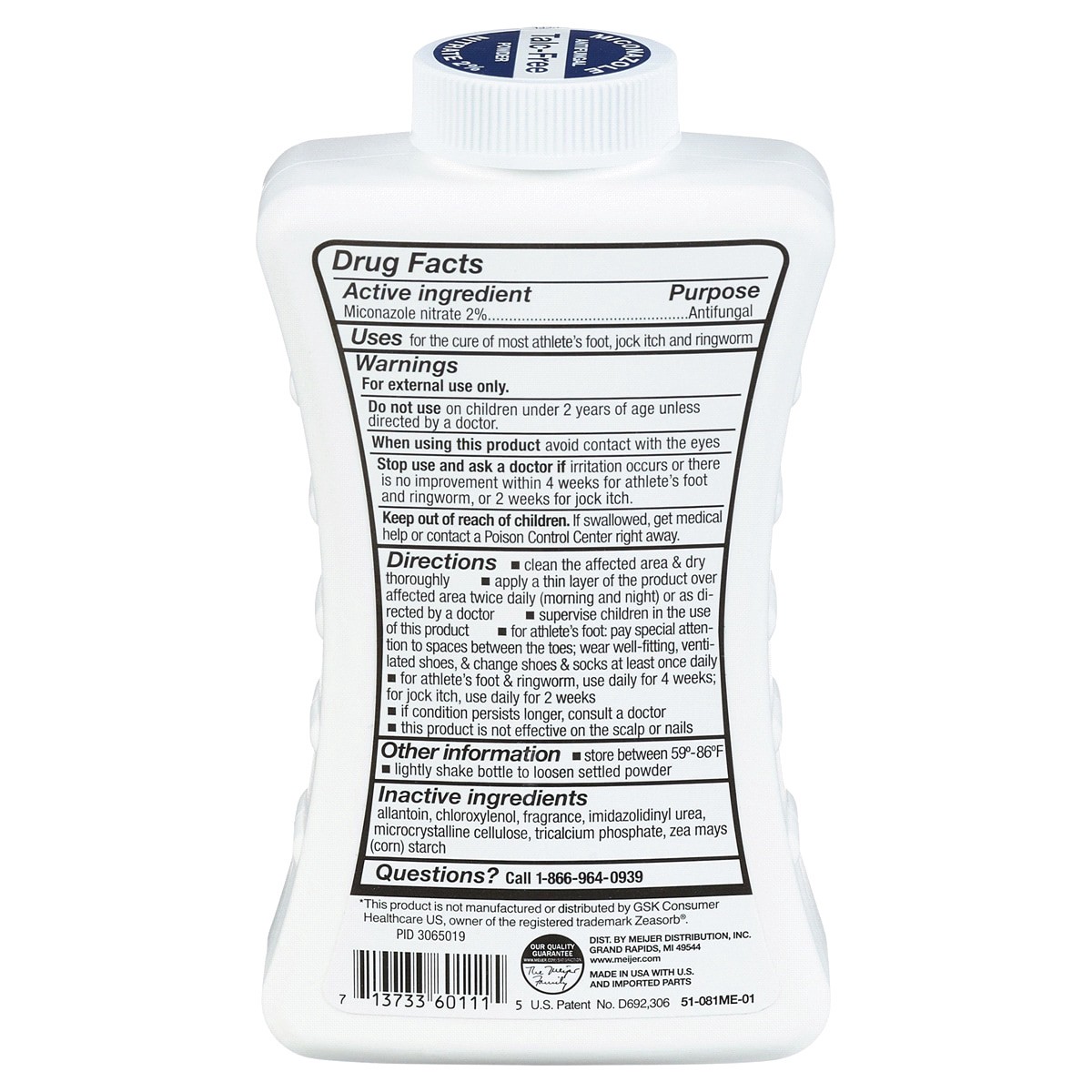 slide 2 of 2, Meijer Miconazorb Miconazole Antifungal Powder, 2.5 oz