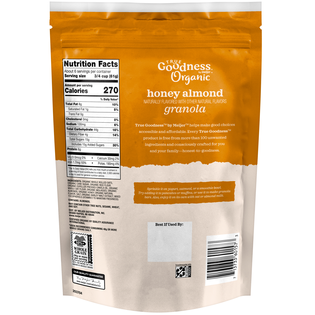 slide 2 of 2, True Goodness Organic Honey Almond Granola, 12 oz, 12 oz