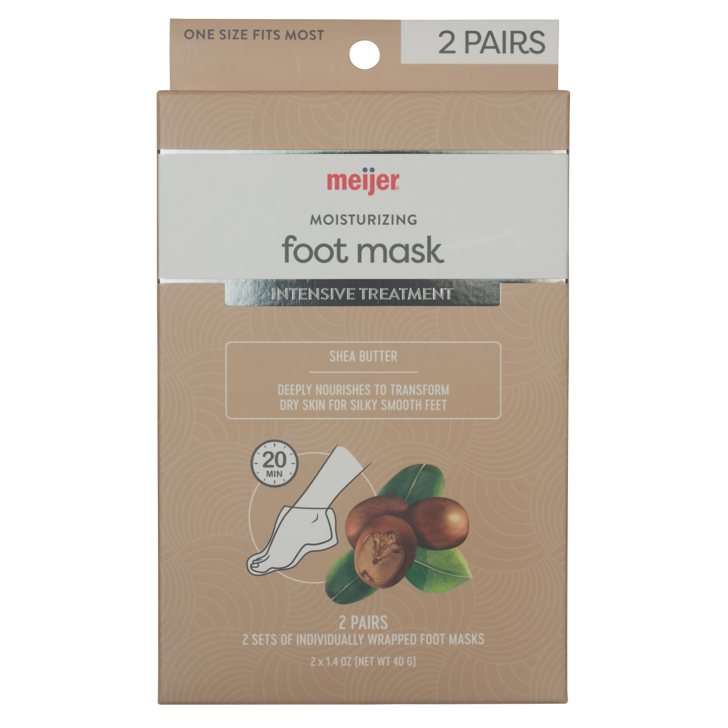 slide 1 of 2, MEIJER FOOT MASK SHEA BUTTER, 2 ct