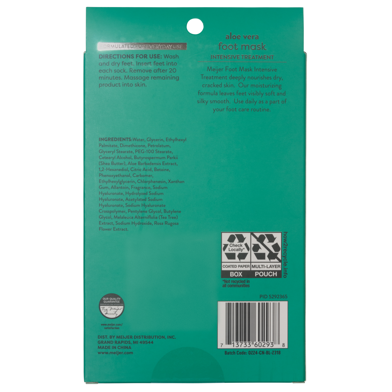 slide 2 of 2, MEIJER FOOT MASK ALOE VERA, 2 ct