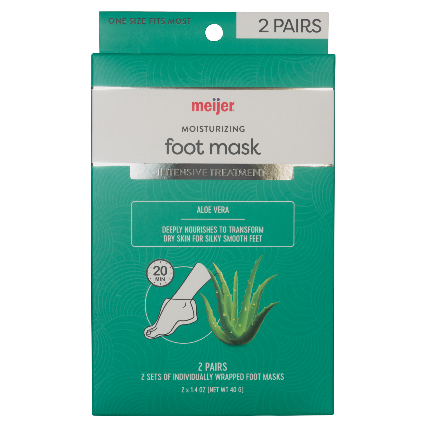 slide 1 of 2, MEIJER FOOT MASK ALOE VERA, 2 ct