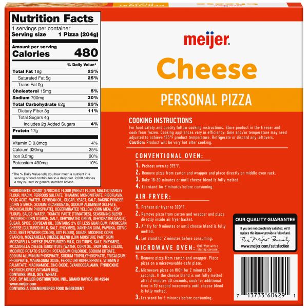 slide 15 of 29, Meijer Cheese Personal Size Frozen Pizza, 7.2 oz