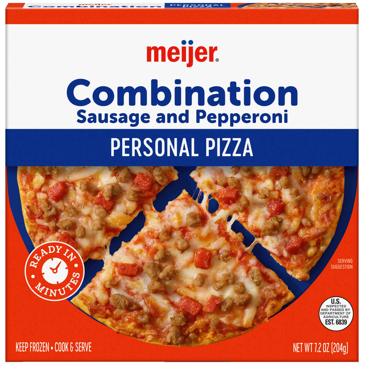 slide 1 of 5, Meijer Combo Personal Size Frozen Pizza, 7.2 oz