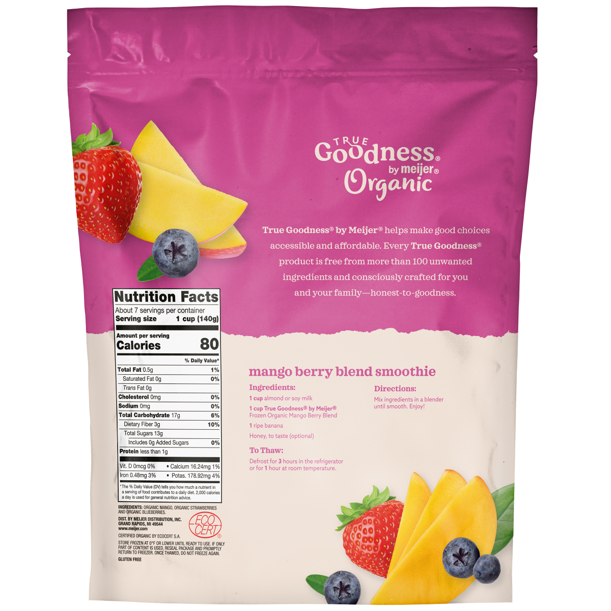 slide 2 of 3, True Goodness Organic Mango Berry Blend, 48 oz