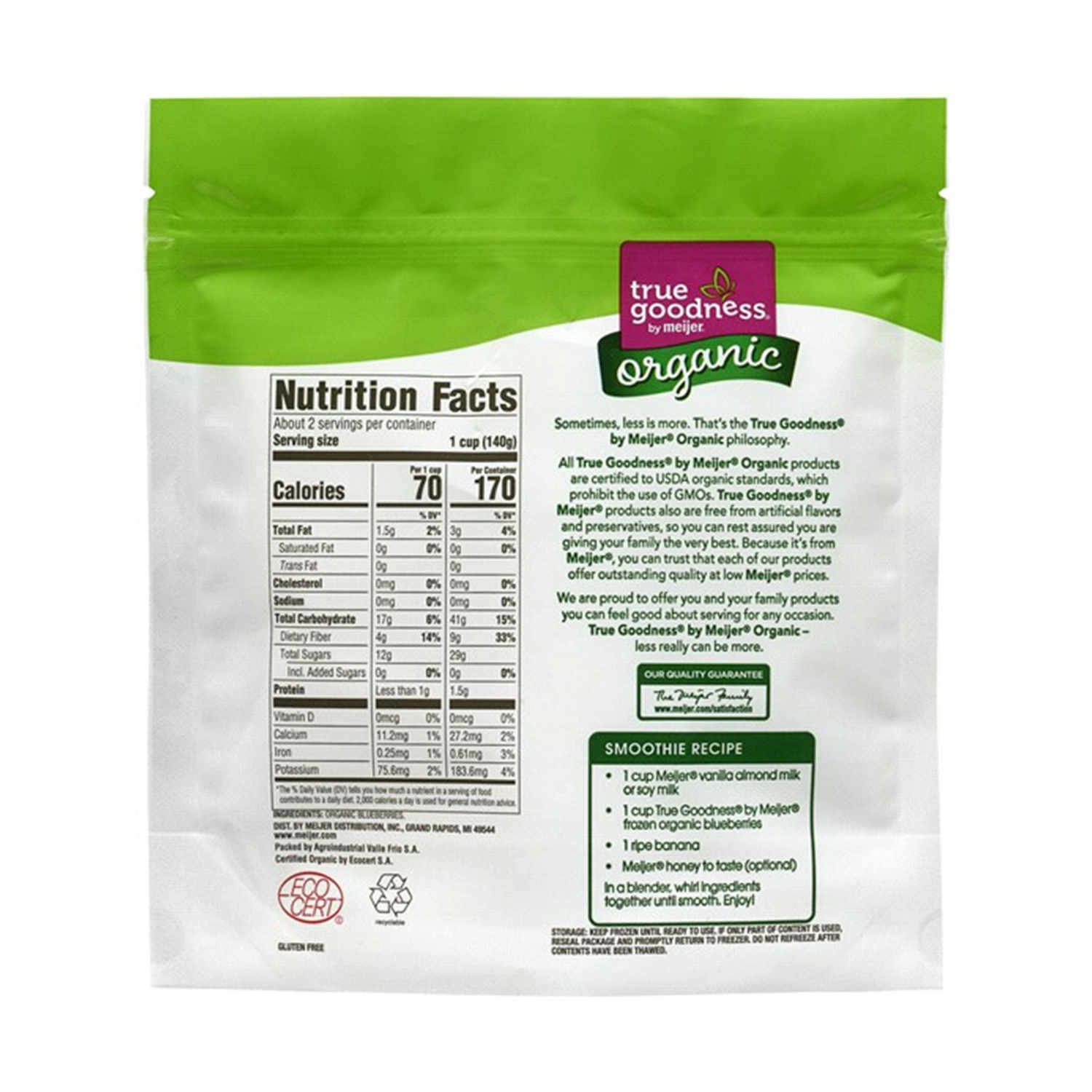 slide 2 of 2, True Goodness Organic Blueberries, 10 Oz, 10 oz