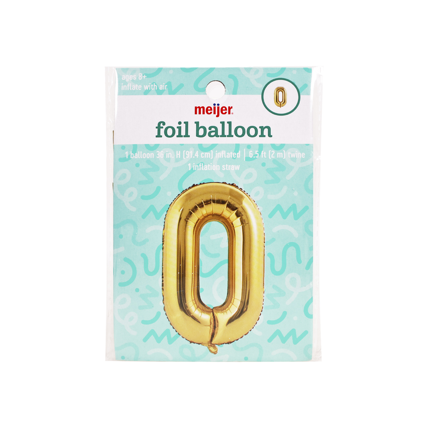 slide 1 of 1, Meijer Foil Balloon Number 0, 1 ct