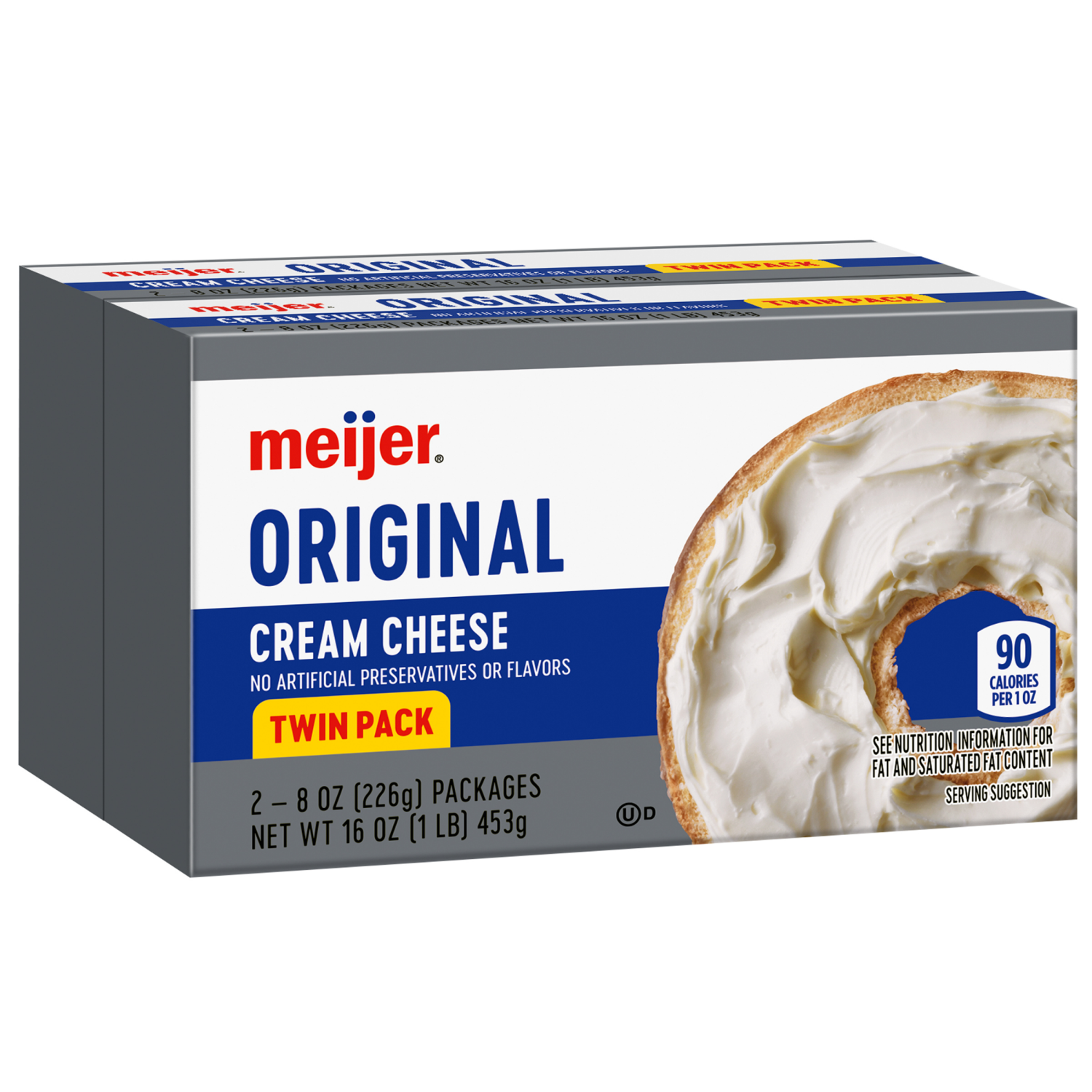 slide 4 of 5, Meijer Twin Pack Cream Cheese Bar, 16 oz, 16 oz