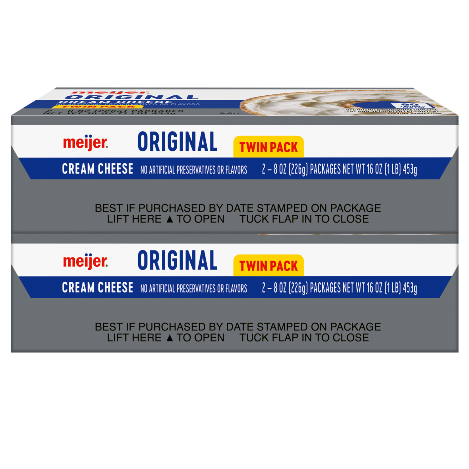 slide 5 of 5, Meijer Twin Pack Cream Cheese Bar, 16 oz, 16 oz