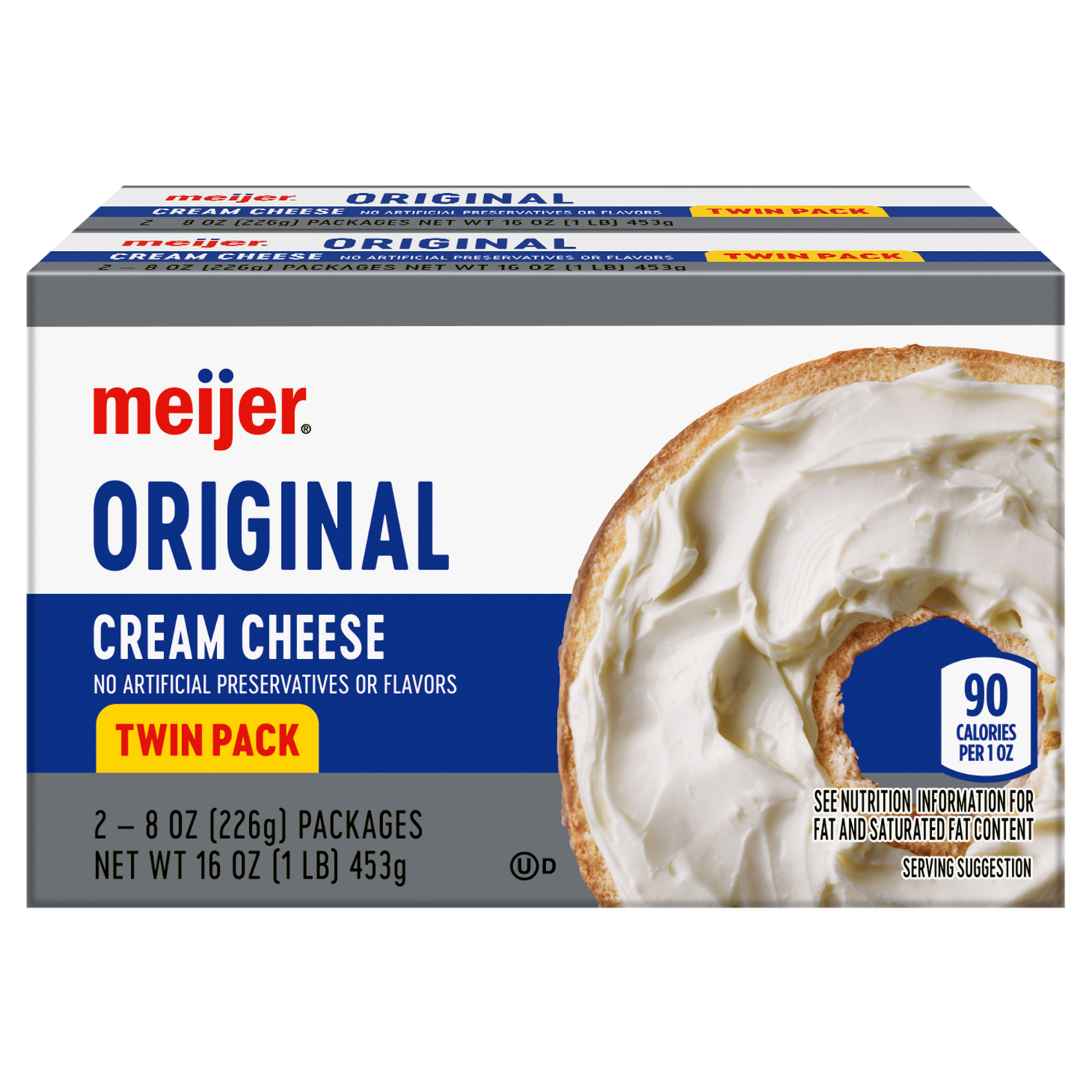 slide 1 of 5, Meijer Twin Pack Cream Cheese Bar, 16 oz, 16 oz