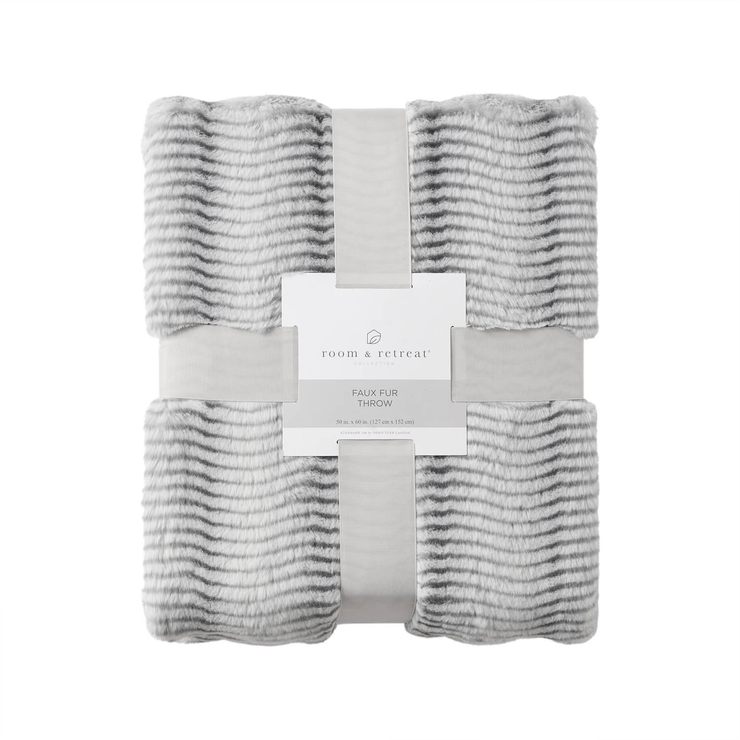 slide 6 of 6, ROOM & RETREAT RR GREY ANIMAL PRINT THROW, 50 x 60 