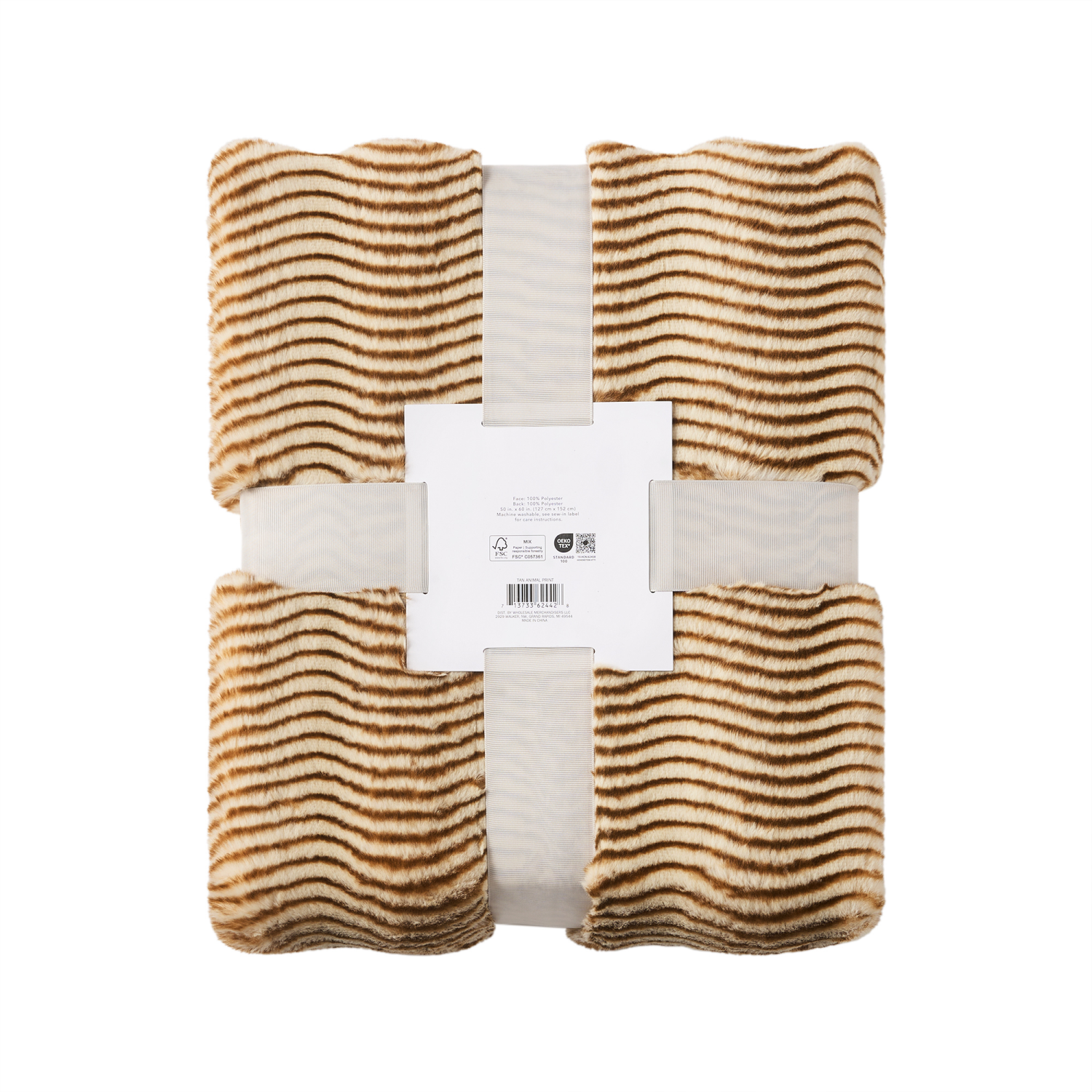 slide 2 of 6, ROOM & RETREAT RR TAN ANIMAL PRINT THROW, 50 x 60