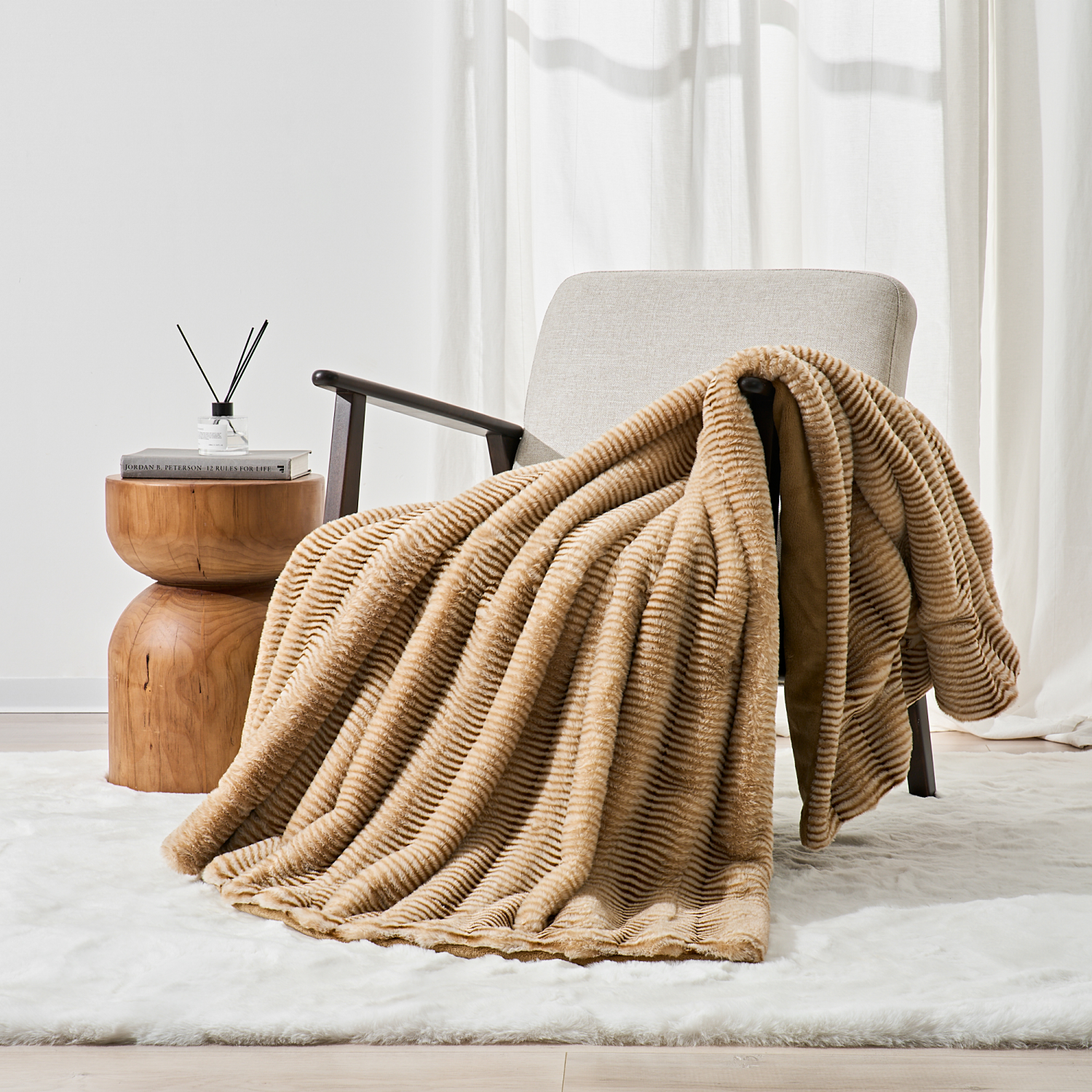 slide 5 of 6, ROOM & RETREAT RR TAN ANIMAL PRINT THROW, 50 x 60