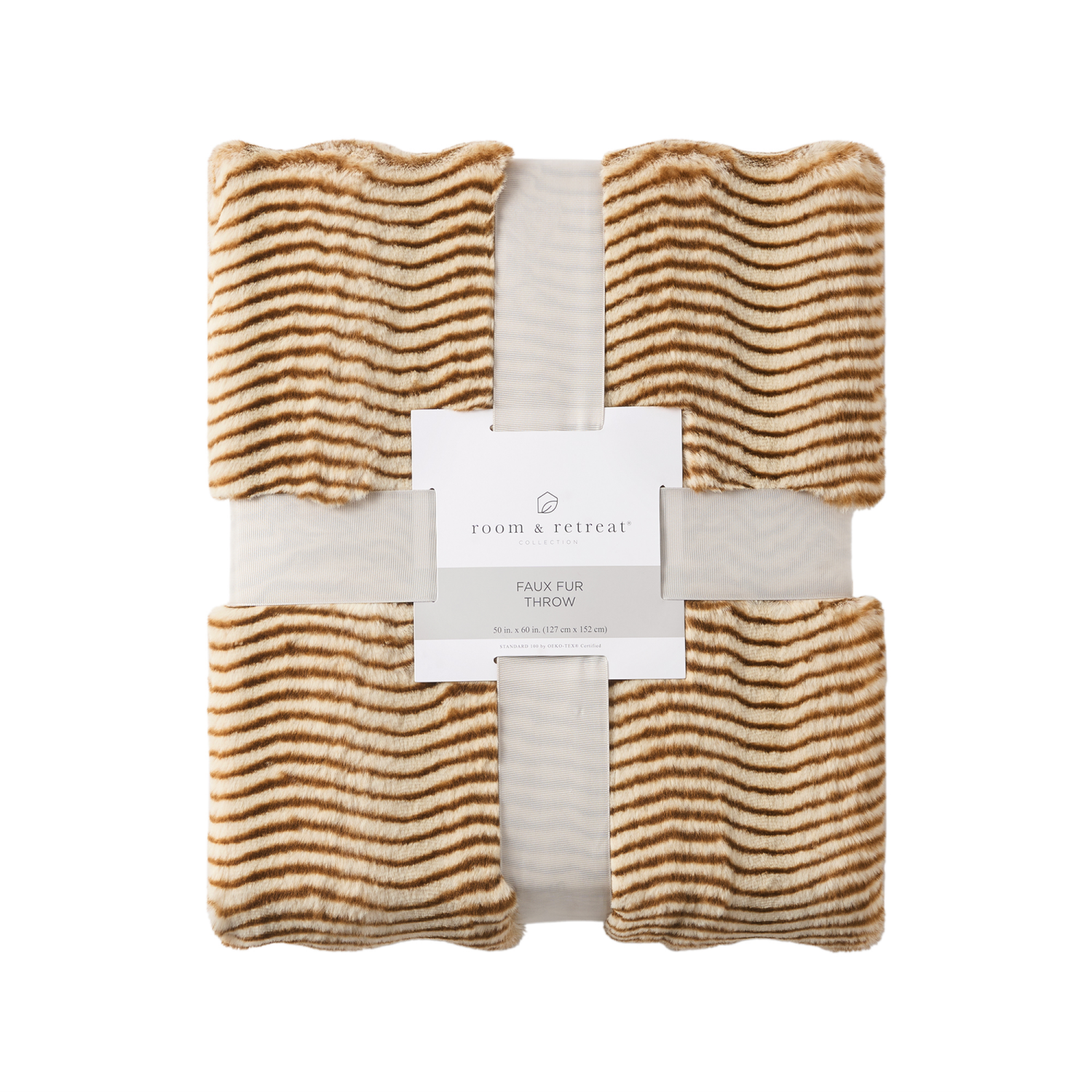 slide 6 of 6, ROOM & RETREAT RR TAN ANIMAL PRINT THROW, 50 x 60