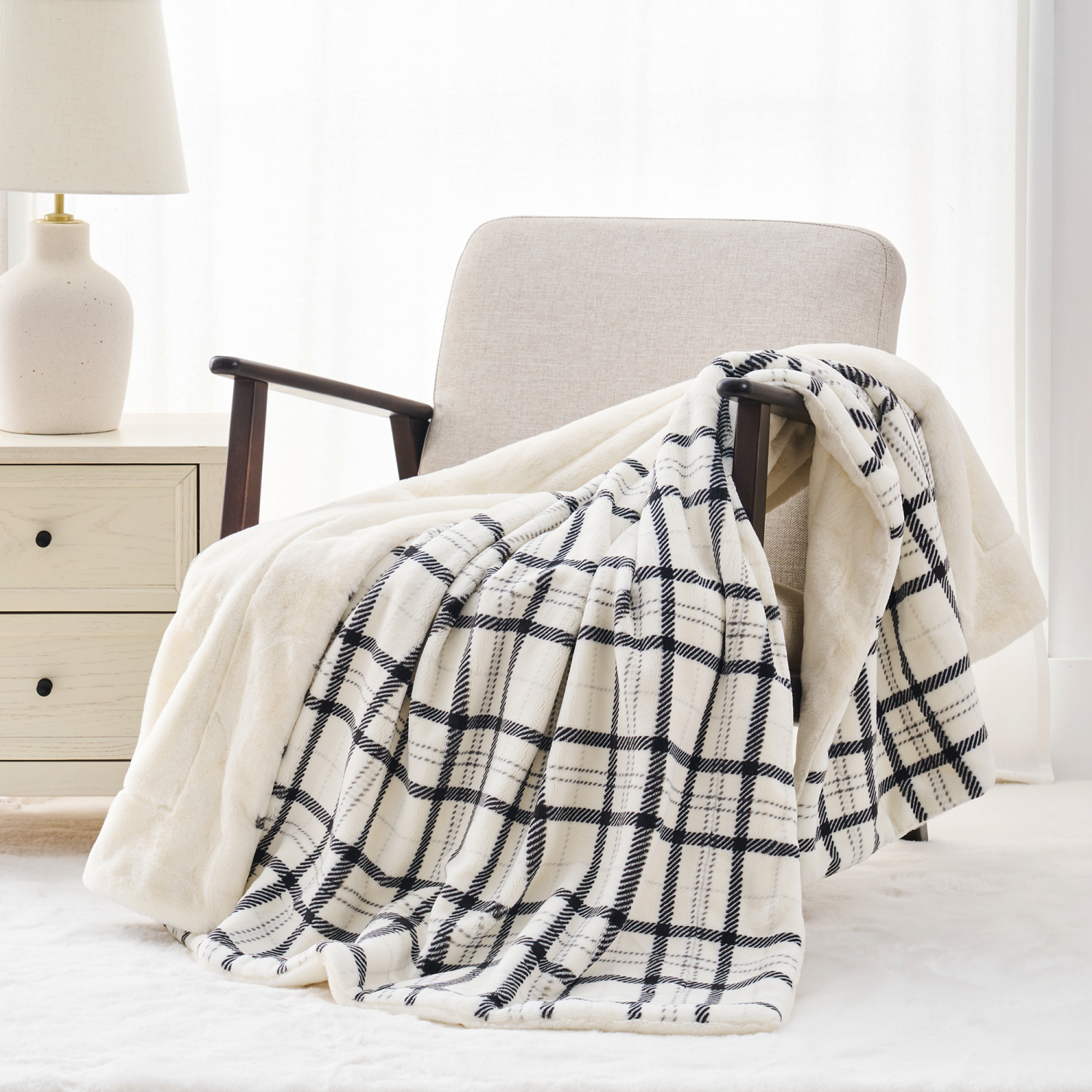 slide 5 of 6, ROOM & RETREAT RR PLAID THROW, 50 x 60