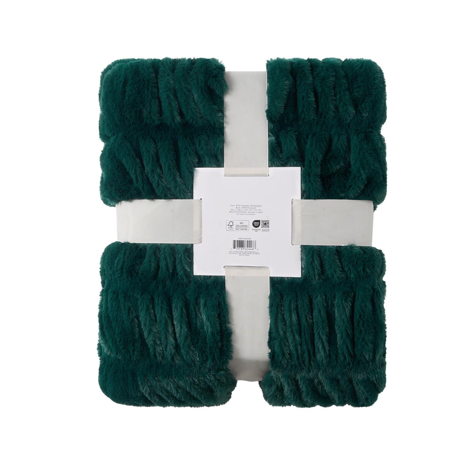 slide 2 of 6, ROOM & RETREAT RR GREEN RUCHED THROW, 50 x 60