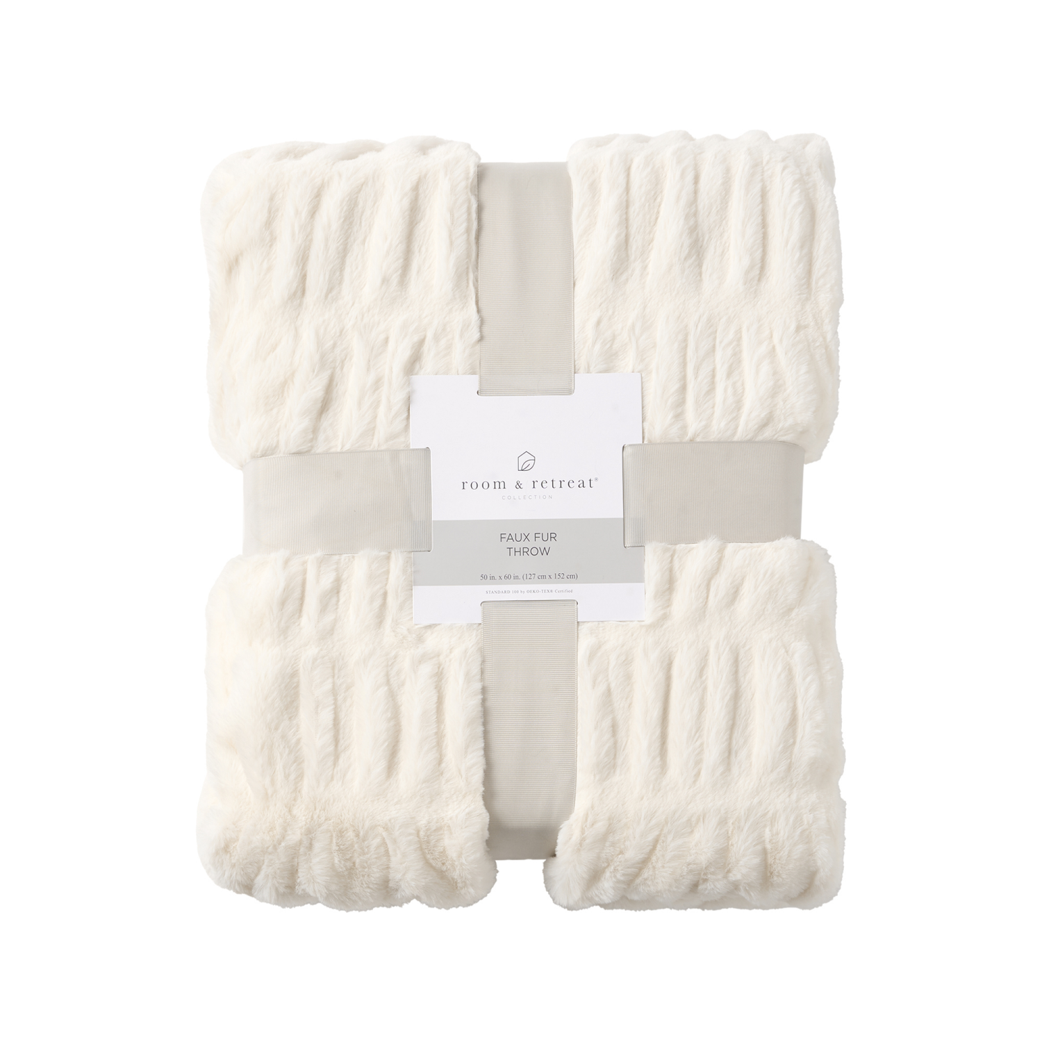 slide 6 of 6, ROOM & RETREAT RR CREAM RUCHED THROW, 50 x 60