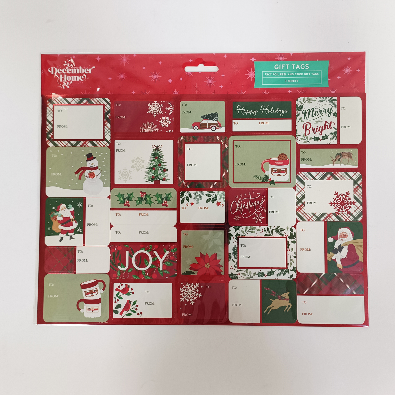 slide 2 of 3, December Home DH Gift Tags Foil Peek & Stick, 75 ct
