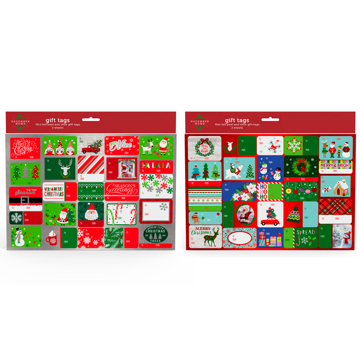 slide 1 of 3, December Home DH Gift Tags Foil Peek & Stick, 75 ct