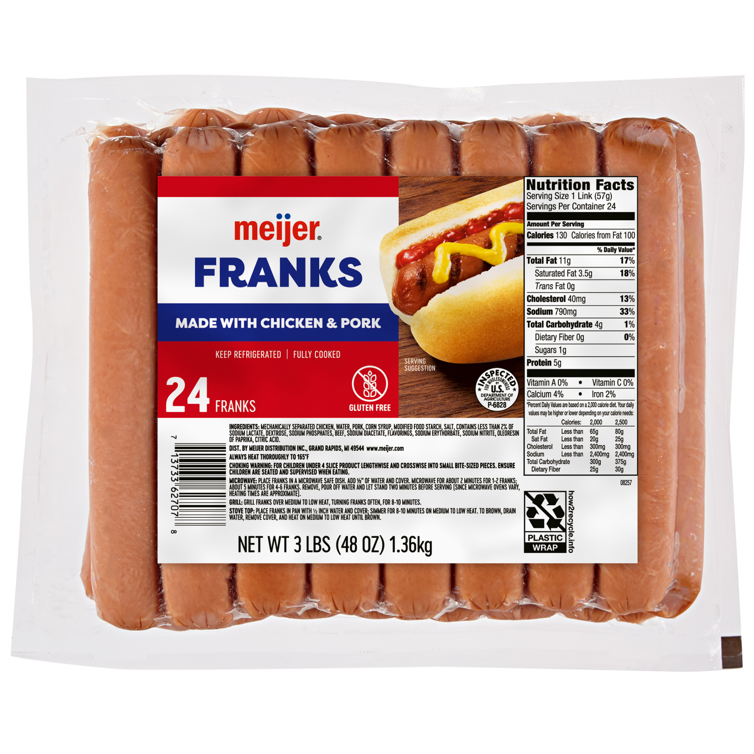 slide 1 of 2, Meijer Hot Dogs, 24 ct, 48 oz, 24 ct; 48 oz