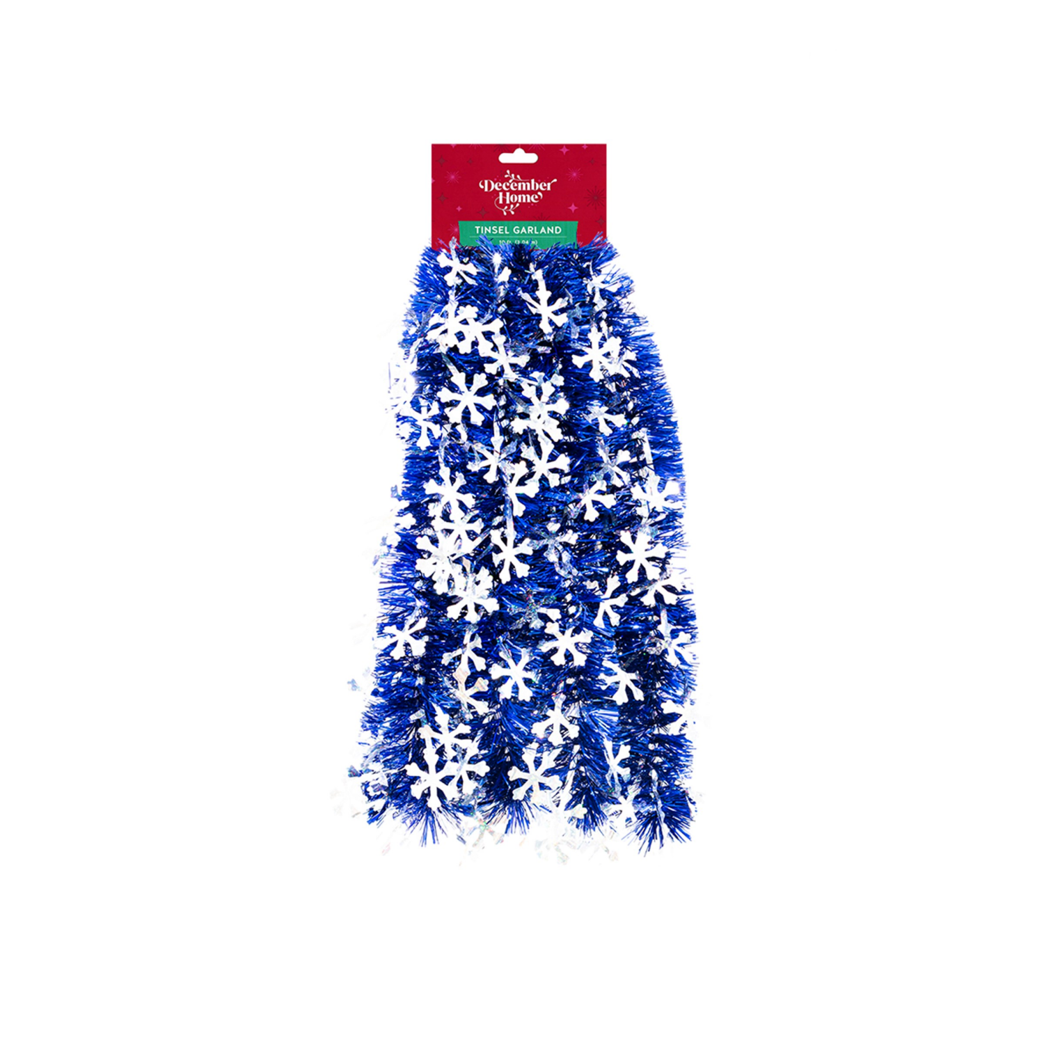 slide 1 of 2, December Home Holographic Silver Snowflakes Die Cuts with Blue Center Garland, 10', 1 ct