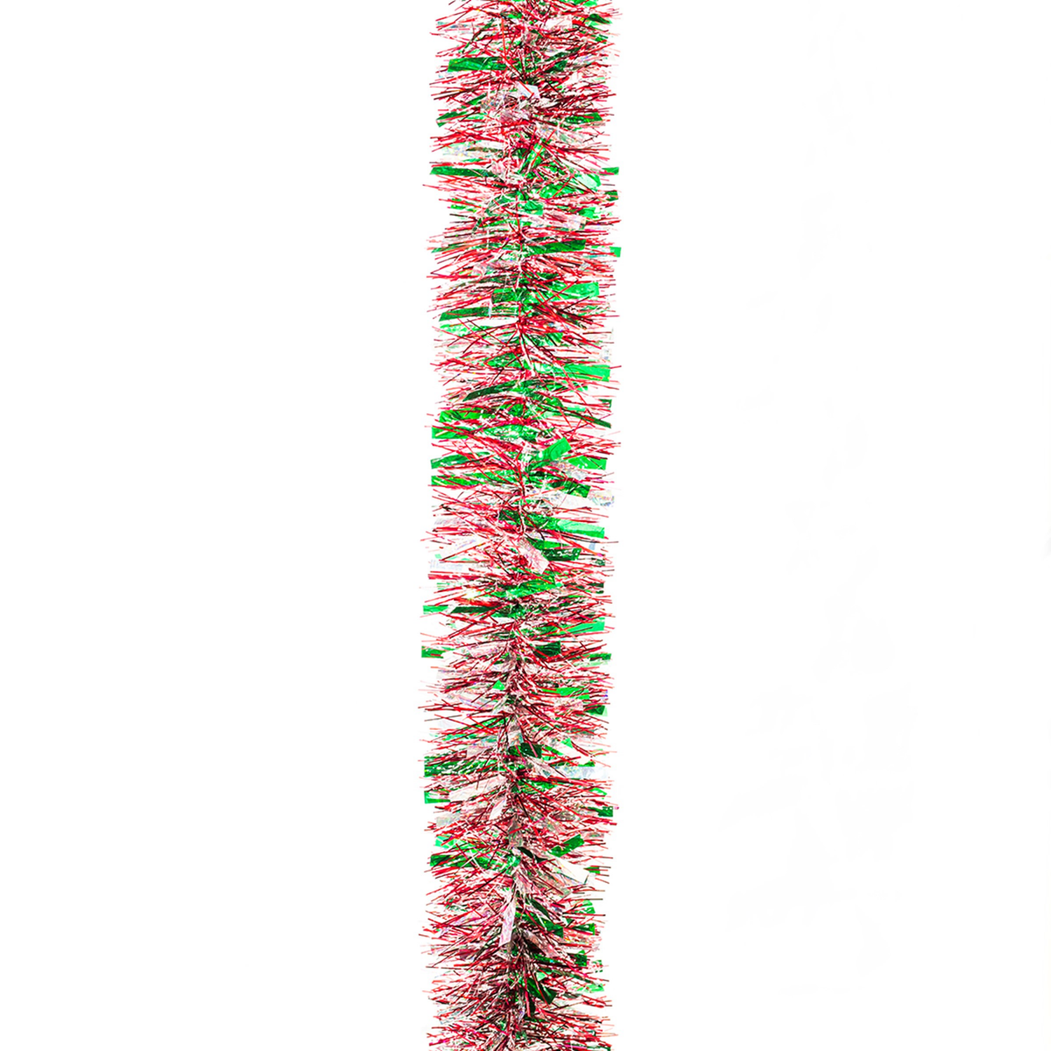 slide 2 of 2, December Home Mega Wide Cut Holographic Silver, Mega Wide Cut Holographic Green, Narrow Cut Metallic Red, Narrow Cut Snowblush Garland, 10', 10 ft