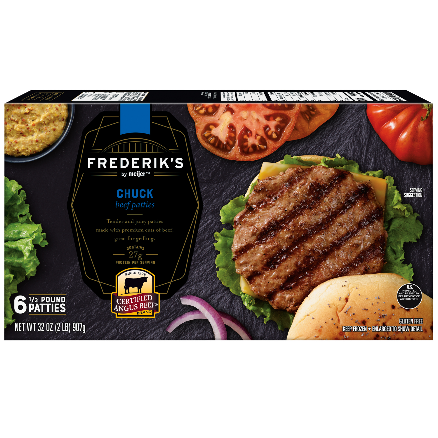 slide 1 of 5, FREDERIKS BY MEIJER Frederik's By Meijer Certified Angus Beef Ground Chuck Burger, 32 oz, 32 oz