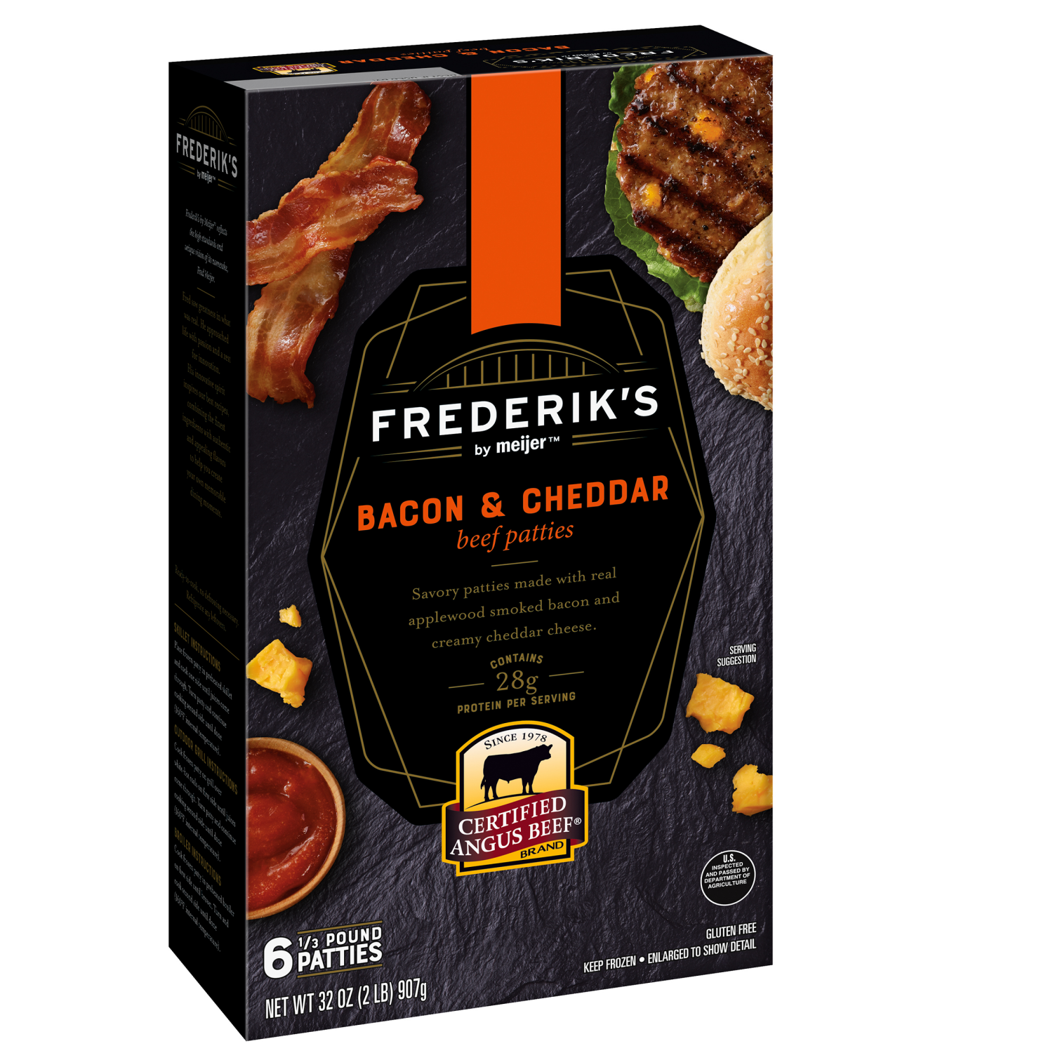 slide 4 of 5, FREDERIKS BY MEIJER Frederik's By Meijer Certified Angus Beef Bacon and Cheddar Burger, 32 oz, 32 oz