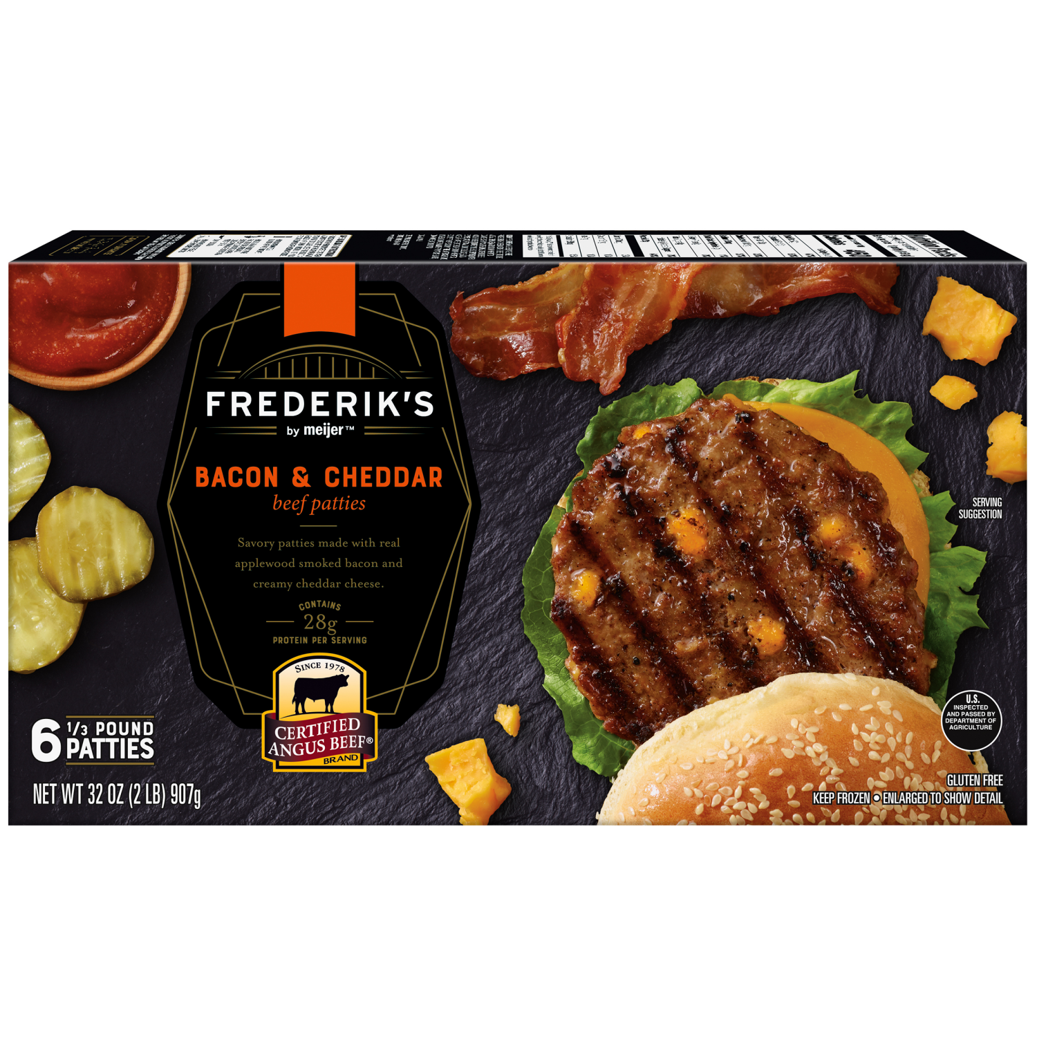 slide 1 of 5, FREDERIKS BY MEIJER Frederik's By Meijer Certified Angus Beef Bacon and Cheddar Burger, 32 oz, 32 oz