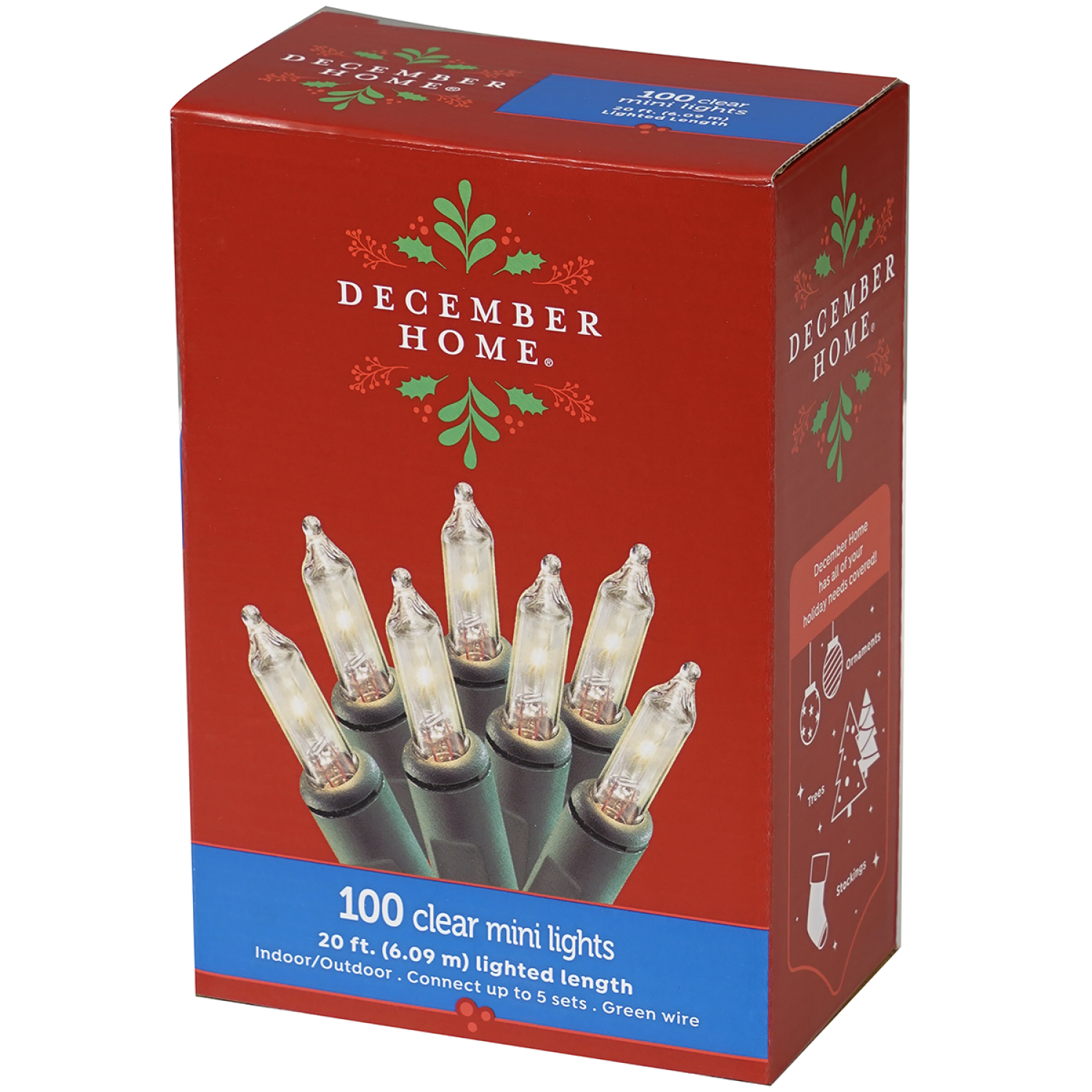 slide 2 of 2, December Home Clear Mini Light Set with Green Wire, 100 Count, 100 ct