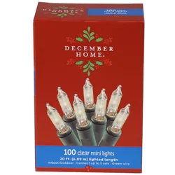 December Home Clear Mini Light Set with Green Wire, 100 Count