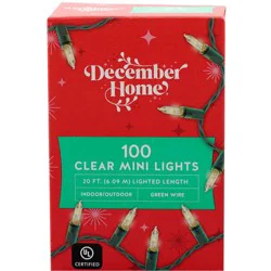 Mini Lights, Clear, Green Wire, 100 Count