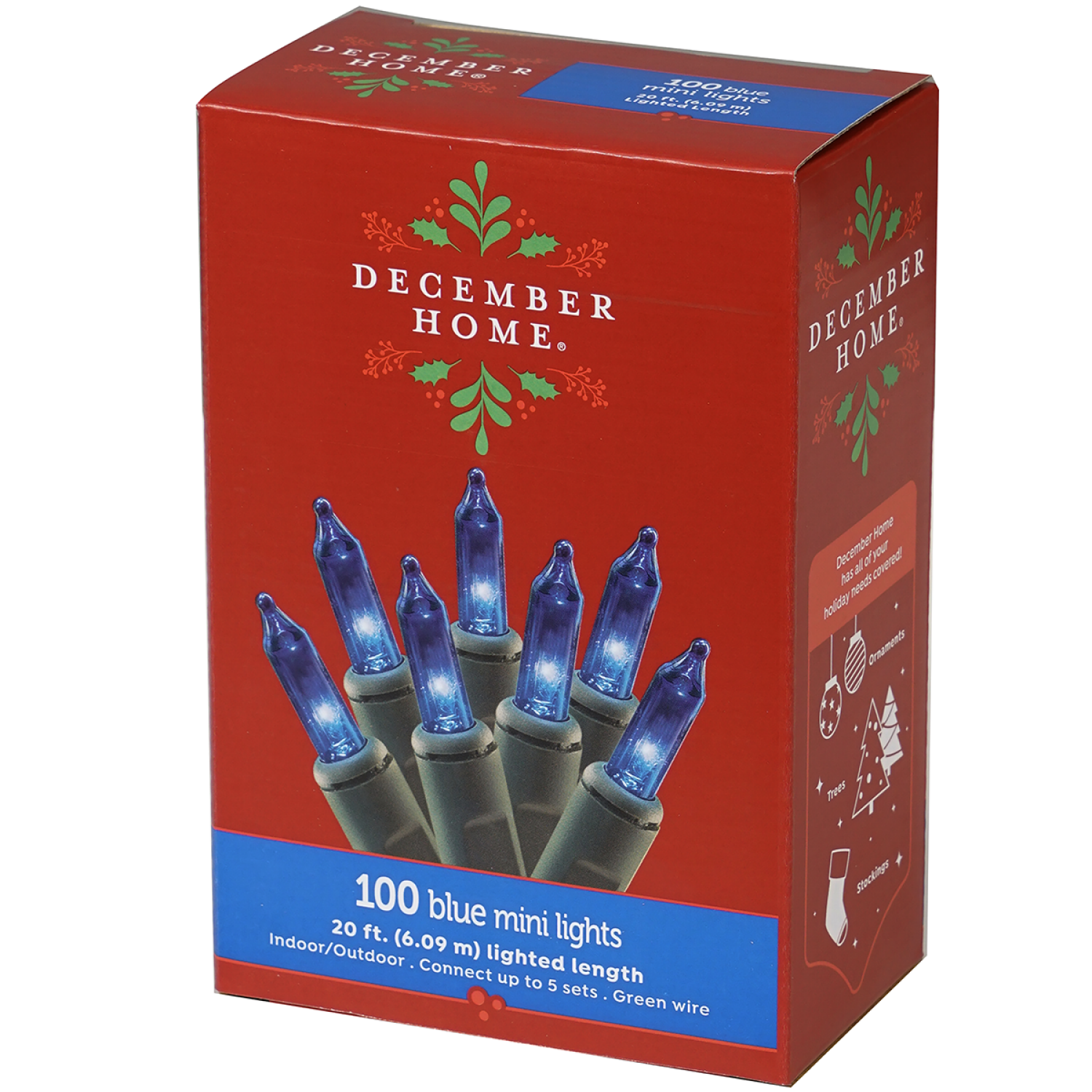 slide 2 of 2, December Home Mini Light Set, Blue Color with Green Wire, 100 ct