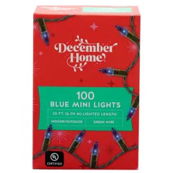 Mini Lights, Blue, Green Wire, 100 Count