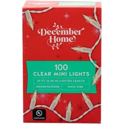 Mini Lights, Clear, White Wire, 100 Count