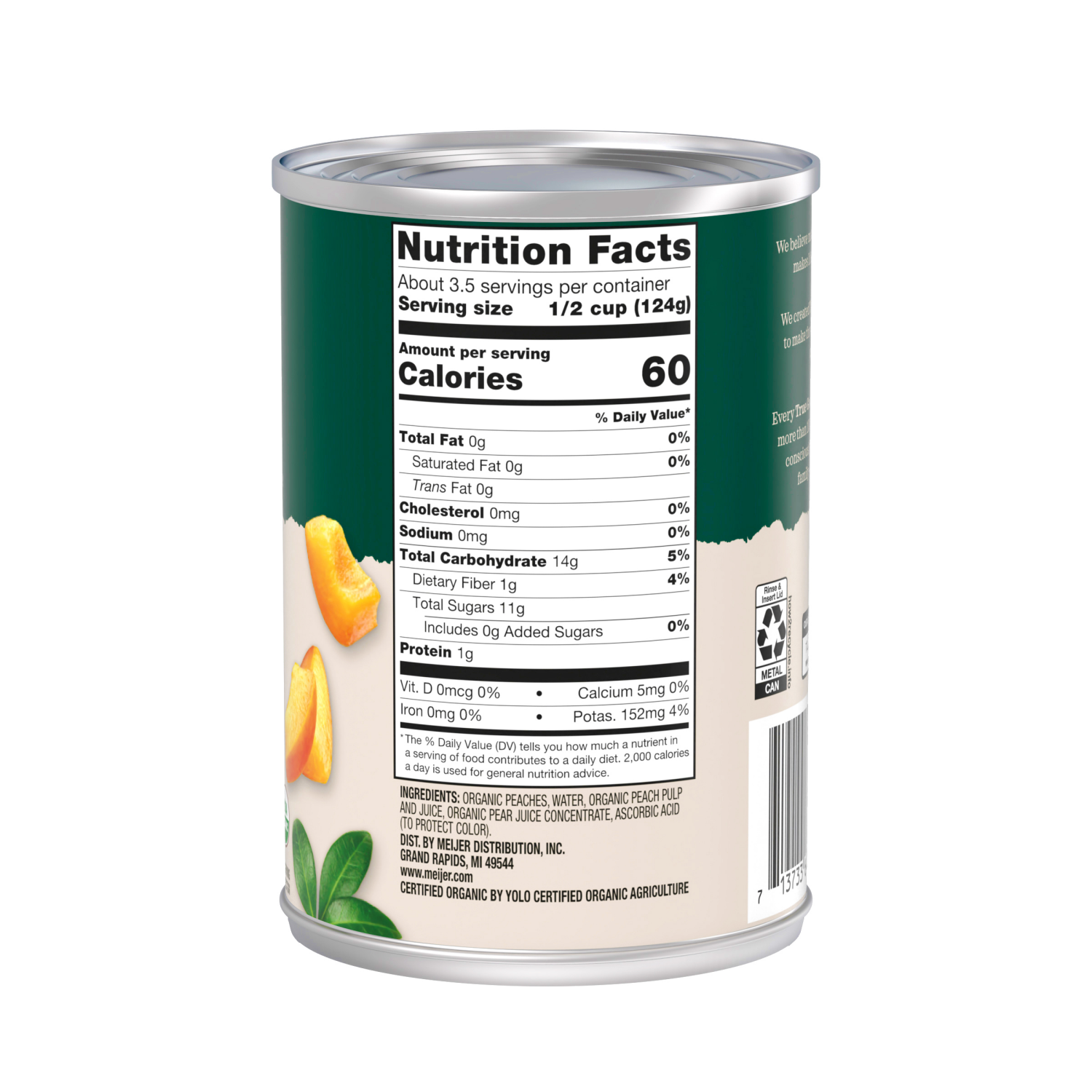 slide 3 of 3, True Goodness Organic peach chunk in juice OHCH, 14.5 oz