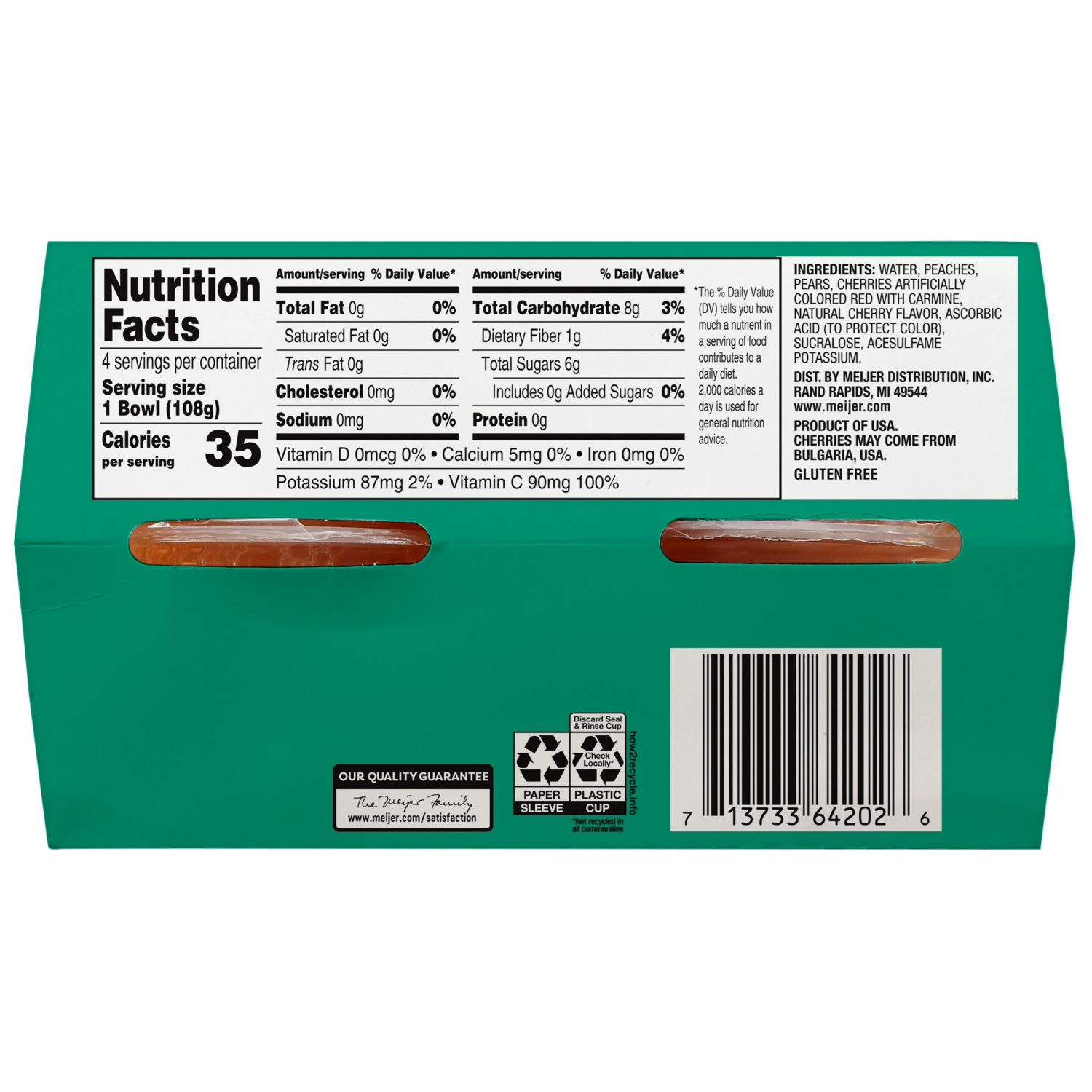 slide 2 of 2, Meijer NSA Cherry Mix Fruit Bowls, 4 ct; 4 oz