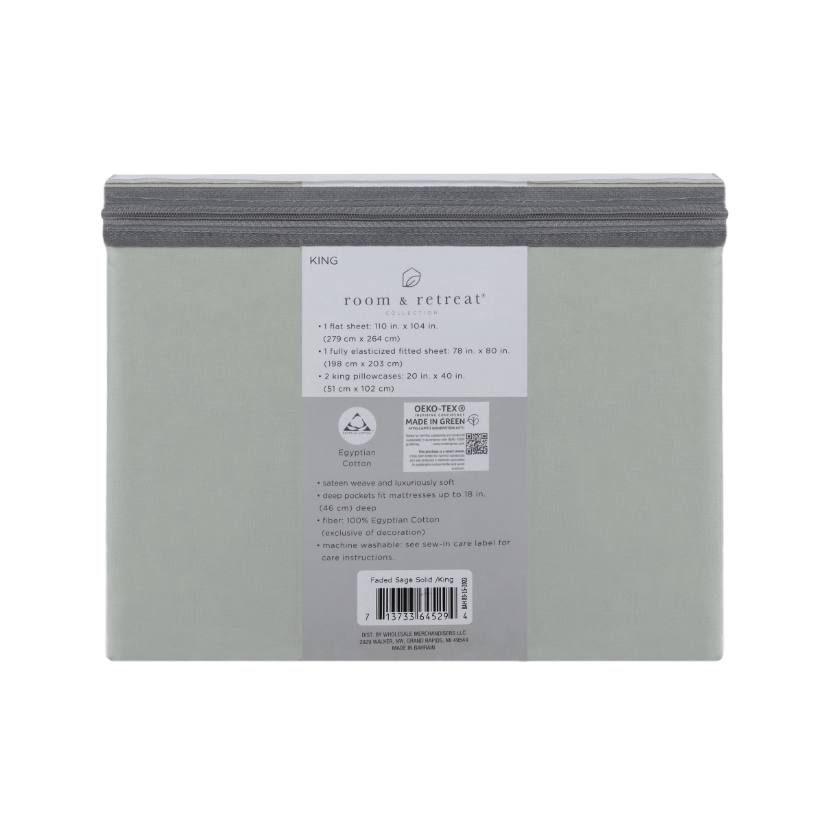slide 2 of 2, Room & Retreat H Sht Set 500Tc Egyptian Faded Sage K, King Size