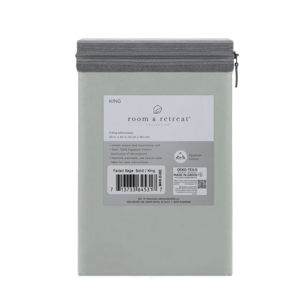 slide 2 of 2, Room & Retreat H Plwcs 500Tc Egyptian Faded Sage K, King Size