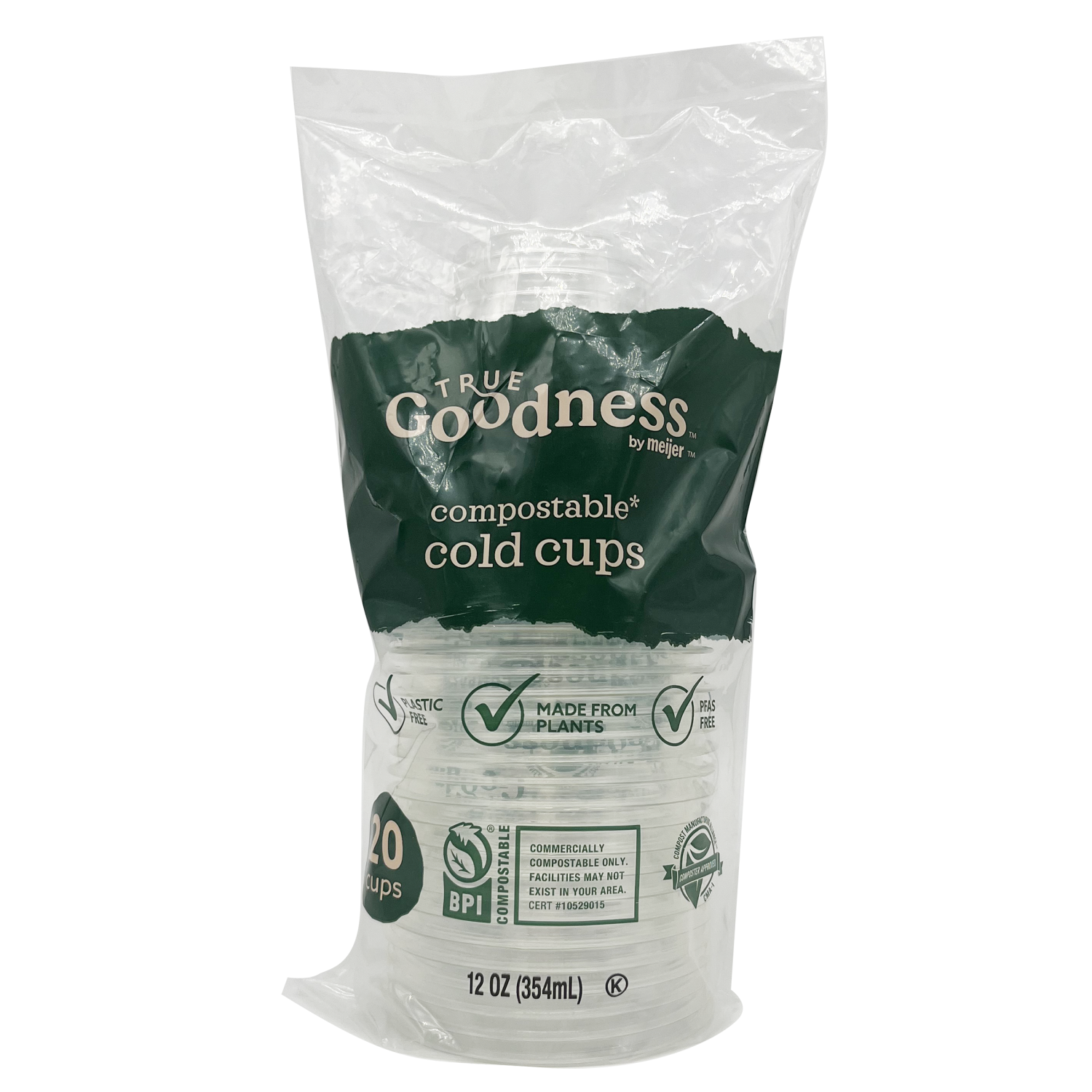slide 1 of 2, True Goodness Compostable Cold Cups, 12 oz, 20 ct, 20 ct; 12 oz