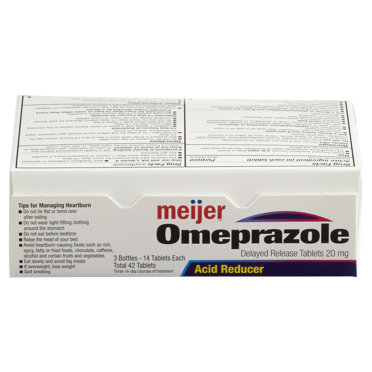 slide 4 of 6, Meijer Omeprazole Delayed Release Tablets, Acid Reducer, 42 ct, 20 mg