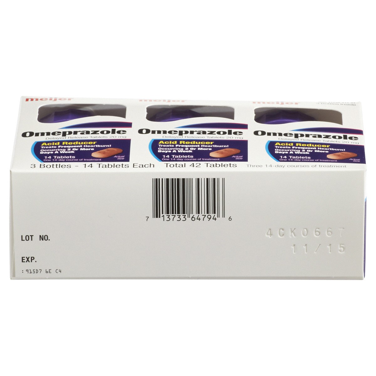 slide 6 of 6, Meijer Omeprazole Delayed Release Tablets, Acid Reducer, 42 ct, 20 mg