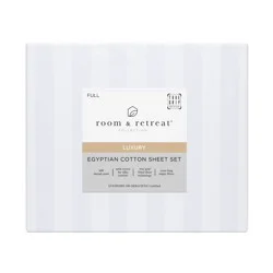 Room & Retreat 600 Thread Counts Damask Sheet Set, Full, 4 Pieces Set, White