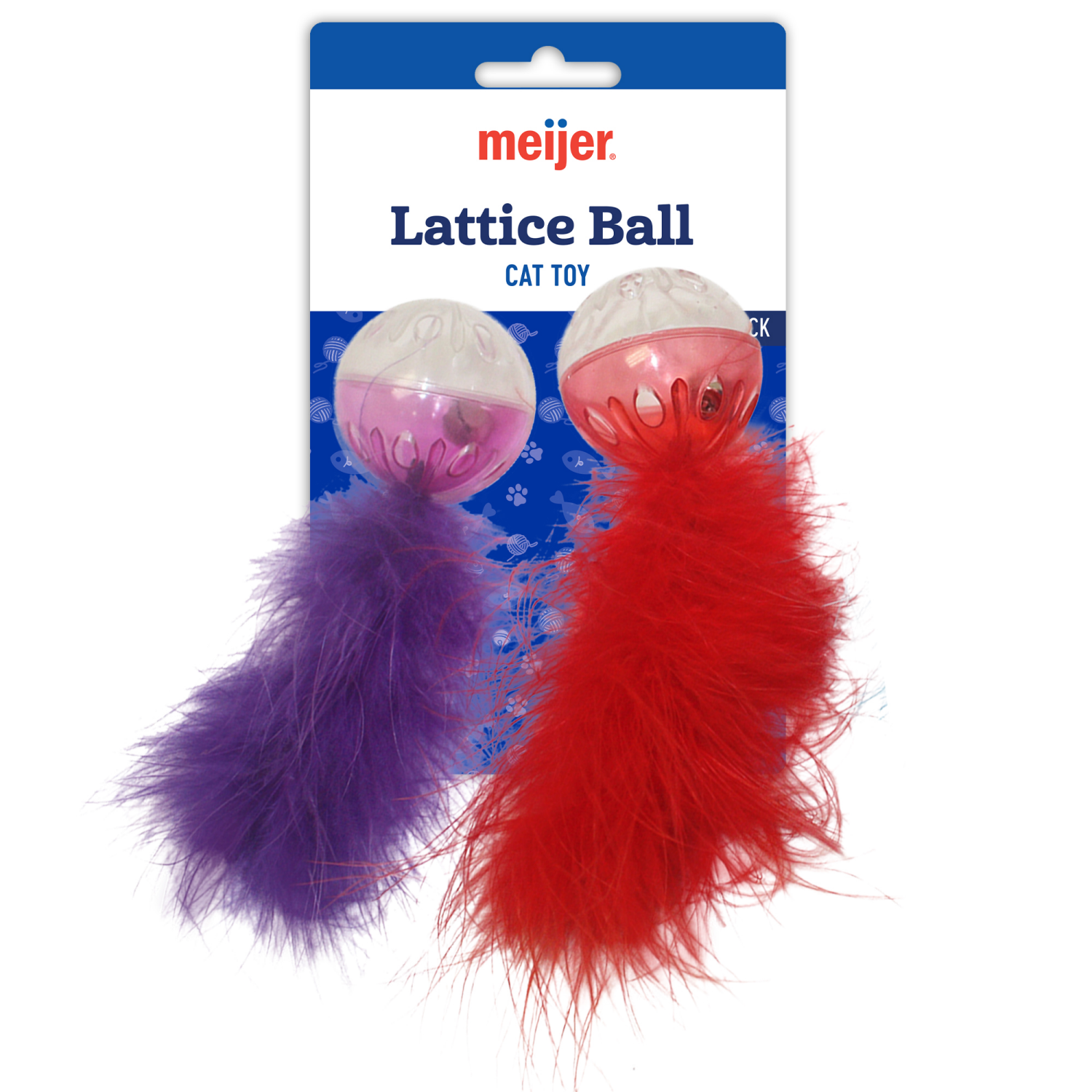 slide 2 of 2, Meijer Lattice Ball With Feathers Cat Toys, 2 Count, 2 ct
