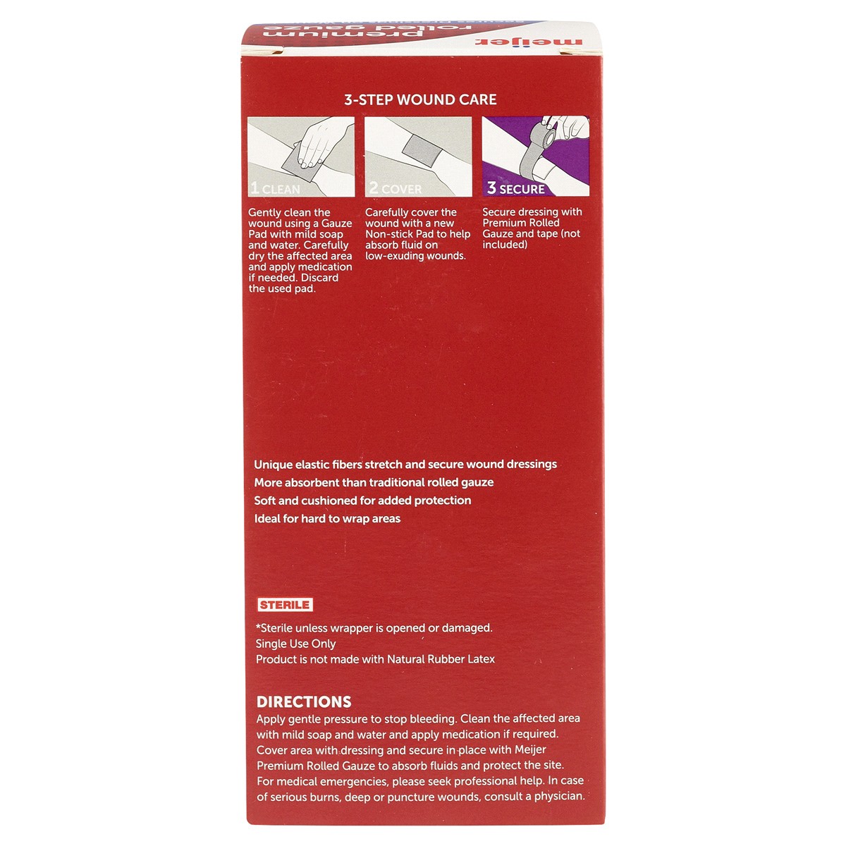 slide 2 of 3, Meijer Premium Rolled Gauze, 4 in. x 2.5 yds., 1 ct