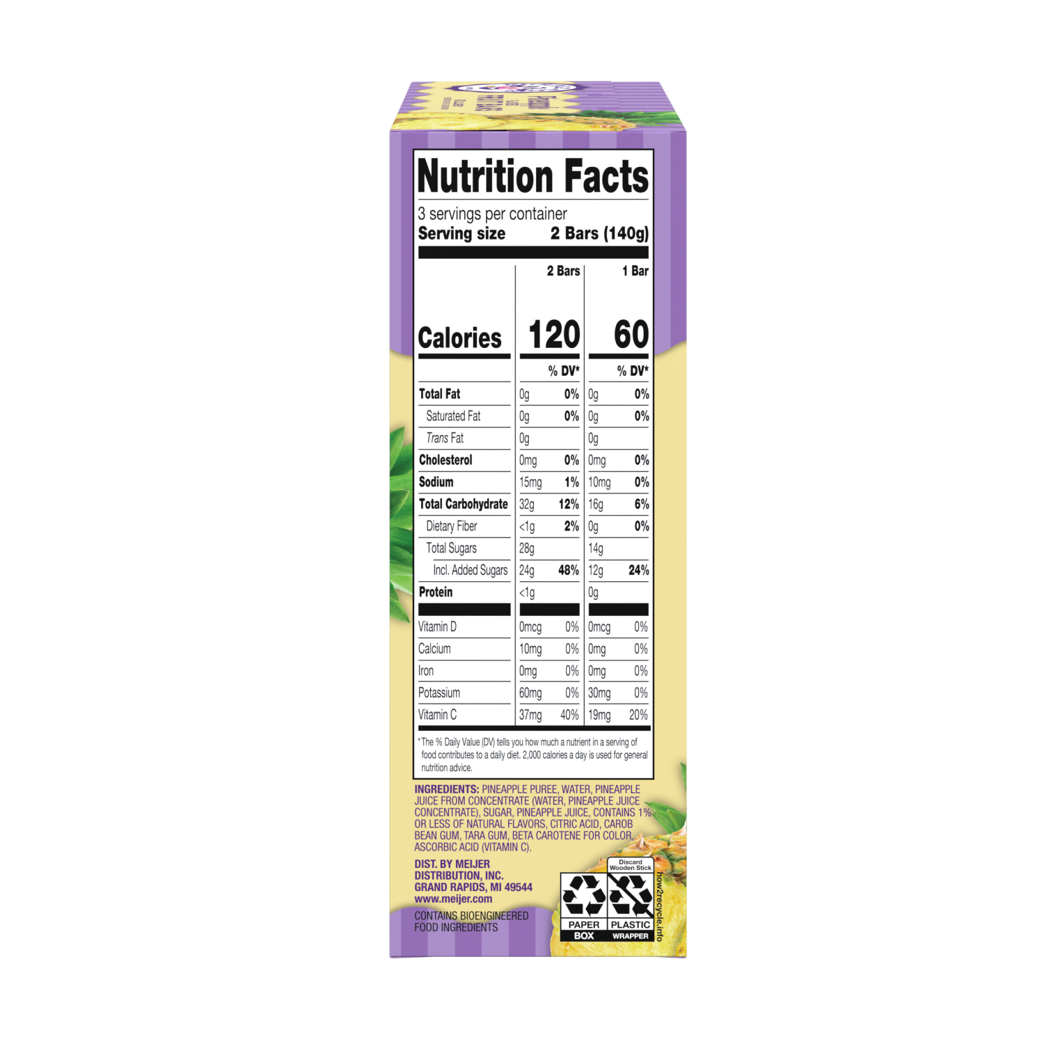 slide 5 of 6, Purple Cow Pineapple Fruit Bar, 6 pk, 6 ct